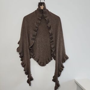 Cochni Cashmere Ruffled Brown Women's Shawl